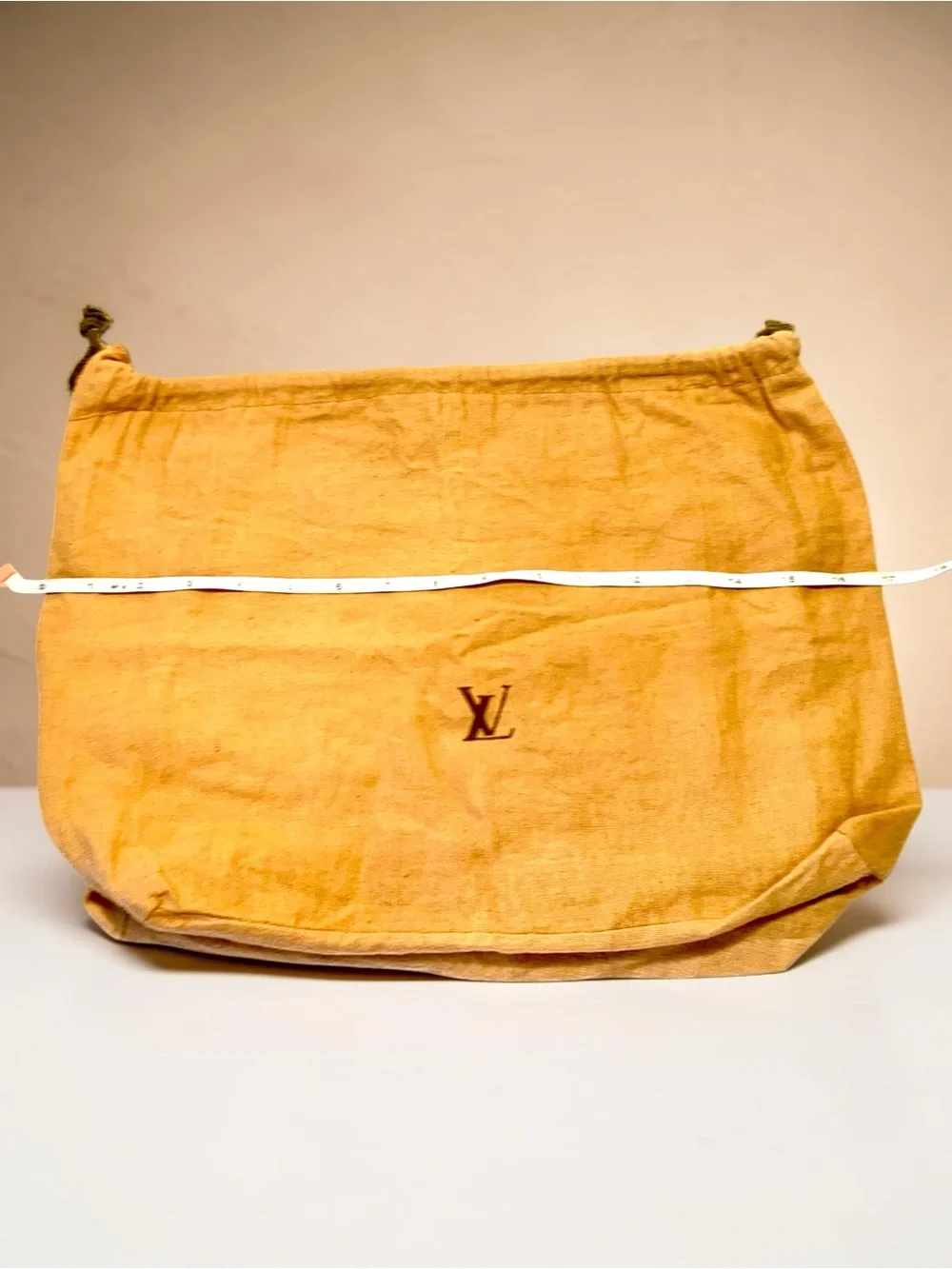Louis Vuitton Tan flannel Drawstring Dust Bag with Brown LV Logo